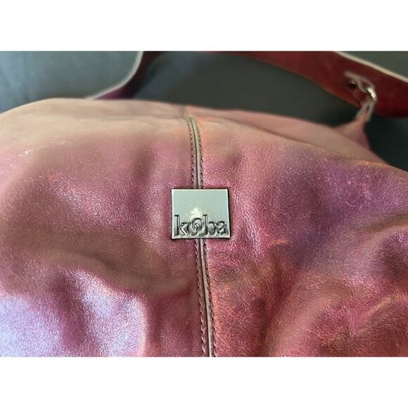 Kooba Boho Leather Hobo Handbag Wine Red Soft Leather Shoulder Bag - Picture 3 of 10